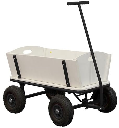 Sunny Billy Beach Wagon Nero | Carrello da Giardino, Carrello Spiaggia | Carrello Giardino in Legno, Carrello da Giardino 4 ruote, Carrello da Esterno, Carrello Giardinaggio | 94x61x97cm - Max 100kg.