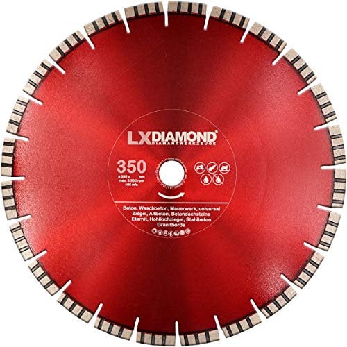 LXDIAMOND 350mm x 20,0mm Premium Diamant-Trennscheibe Geräuscharm Leise Flüsterblatt für Beton, Stahlbeton, Mauerwerk, Universal 350 mm