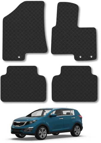 Fits Kia Sportage (2010-2016) 3mm Rubber Car Mats | Tailored Fit Durable Floor Mats Full Coverage Protection Waterproof Accessories Easy Clean Anti Slip Made in the UK