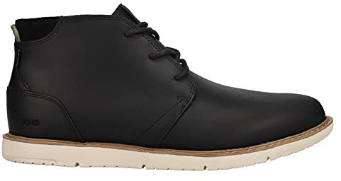 TOMS Men's, Navi Boot, Black Water Resistant Leather, 44.5 EU