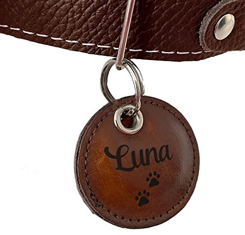 Petsen Hundemarke mit Gravur | Adressanhänger Hund mit Name und Telefonnummer | Hundeanhänger mit Gravur | Hundemarke Personalisiert | Dog Tag mit Gravur | Farbe: Vintage Braun