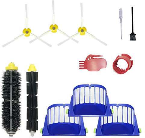 SENNII Robot Aspirapolvere Accessori per i-Robot Roomba Serie 600 & 500, 3 Filtro, 3 Spazzole Laterali, 1 Spazzola Setola