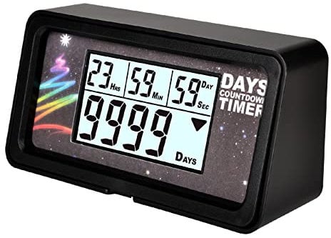 HonorMeet Digitaler Täglicher Countdown Kalender, Ruhestand Countdown & Count-up Timer, 12 & 24 Stunden Uhr mit Hintergrundbeleuchtung für Weihnachten Neujahr Kindertag Hochzeitstag. (200C)