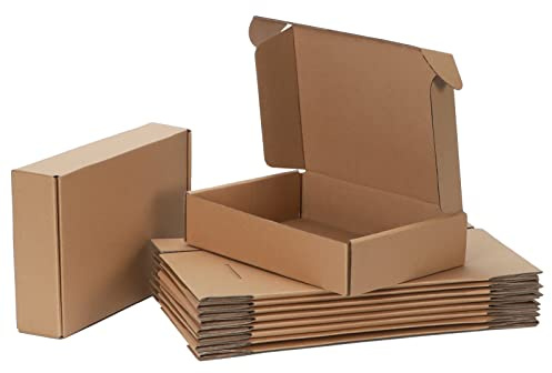 Pemtow Versandkartons 9x6x2 20 Stück, braun Wellpappe, Literatur-Versandkartons für Verpackung, Versand, Business