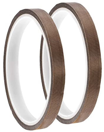 QIACHIP 2er Pack Teflonband, Hochtemperaturband, PTFE Glasgewebeband/Glasband, Hochtemperaturband, Hitzebeständig bis 300°C, Selbstklebend, 13 mm x 10 m (jiaodai10*13)