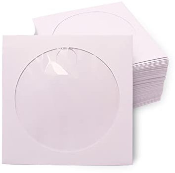 100pcs CD DVD Sleeves, Black Paper CD DVD Sleeves Envelope Holder with Clear Window and Flap,120g Heavy Weight