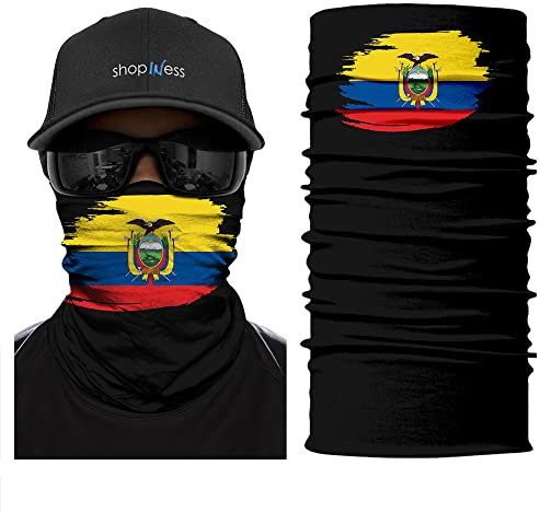 ShopINess Unisex Erwachsene Multifunktions Schlauchschal Halswärmer Neckwarmer Flaggen-Stil Fußball Weltmeisterschaft (Ecuador)