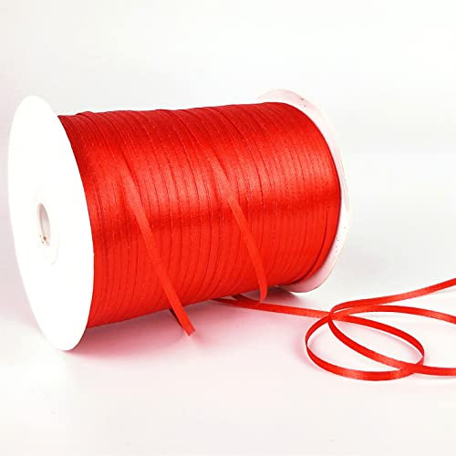 3mm Rot Satinband,Rot Schleifenband Dekoration Stoffbänder Bänder Geschenkband Breit Stoffband für Hochzeit -1 Rollen X 80m