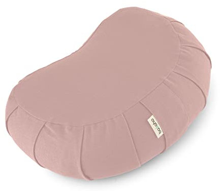 basaho CRESCENT Zafu Meditationskissen Yogakissen | Bio-Baumwolle | Buchweizenschalen | Abnehmbarer und waschbarer Bezug (Hellrosa)