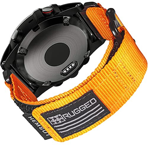Compatibile con Garmin Watch Band, cinturino sportivo in nylon super robusto con design ad anello tessuto, per fēnix/Forerunner/Vivoactive/Approach/MARQ/Quatix/D2 Orange