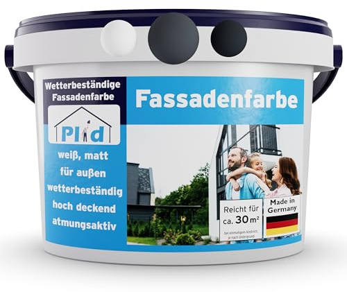 Plid® Peinture pour Façades, Gris ardoise 5L [Multi-Supports] Crépis, Briques, Ciment, Enduit - Intérieur & Extérieur/Résistante aux Intempéries et aux UV, Haute couvrance, Réspirante