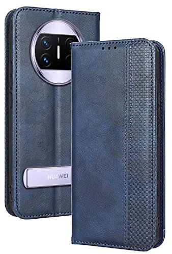 RankOne Étui Portefeuille pour Huawei Mate X3 (7.85 inches), Étui en Cuir À Rabat Magnétique avec Fentes pour Cartes Bleu