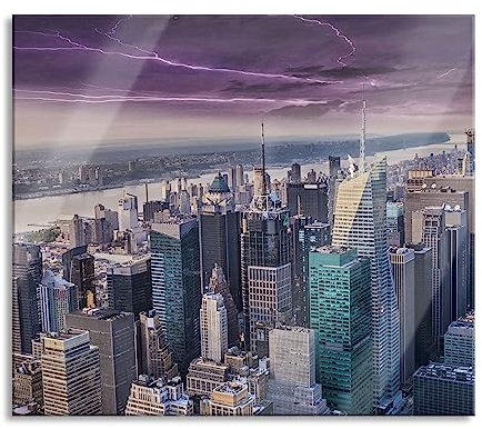 Skyline New York Herdabdeckplatte & Spritzschutz aus Echtglas | Für Herd-Kochfelder | 60x52 cm