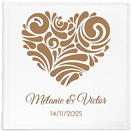 Maverton Album Photo mariage à 500 photos avec personnalisation sur la couverture - Livre Photo pour couple - pour anniversaire de mariage - souvenir pour jeunes mariés - fiancailles