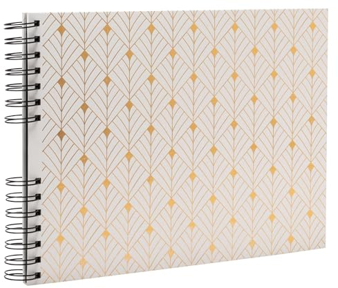 Exacompta - 16297E - Spiralalbum NeoDeco - 150 Fotos - 60 schwarze Seiten - Format 32 x 22 cm - Kartoneinband mit weißem Strukturpapier mit Glanzeffekt