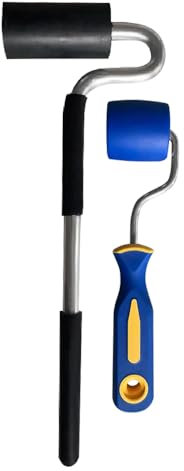 Zimpty ZY364 Long Handle J Roller with Rubber Roller, 1-1/2 Inch by 3 Inch for Veneer Laminating and Floor Laminate Tool