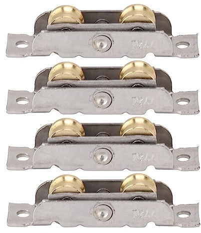 Schiebetür-Rollenrolle, Fensterzubehör, Kugellager, Edelstahl und Kupfer, Schiebetür-Rollenbaugruppe, 4 Stück, mit Schrauben für Büro (Konkaves Rad)