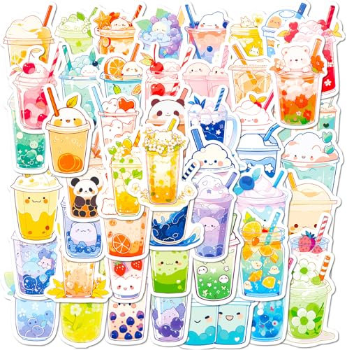 Mistree 50 Aufkleber Bubble Tea Sommer, Wasserdicht Sticker für Trinkflaschen, Wasserflaschen, 4-5 CM