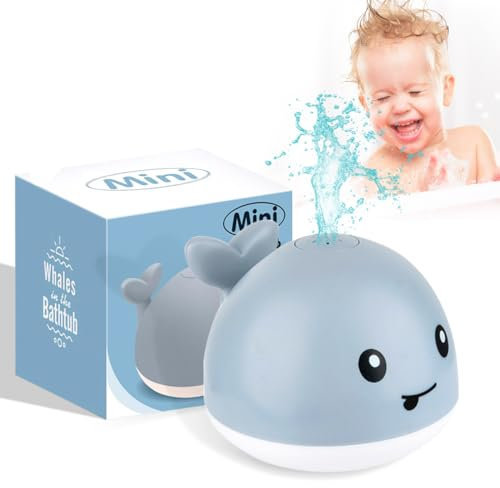 Juguete de baño para bebé, juguete acuático a partir de 1 año, aspersor de ballena, juguete de baño con luz LED, inducción automática, spray de agua, bañera, piscina, juguete para niños pequeños,