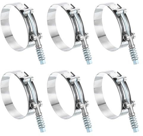 sourcing map T-Bolt Hose Clamps 6Pcs Working Range 81-89mm 201 Stainless Steel Bolt Intake Intercooler Clamps fo Intercooler Clamp Tube