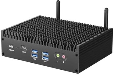 TOPGRO Fanless Mini PC Core i7-1255U (10Cores/12Threads/Up to 4.7GHz) 32GB DDR4/1TB PCIe4.0 SSD Thunderbolt4/2.5Gbps LANx2/Wi-Fi 6E/BT5.3/HDMI2.0x2/ DP1.4x1 8K&60Hz Windows11 Pro Silent