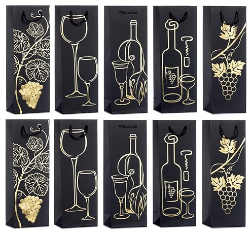 Laro Premium-Line Grosse Sekt Weinflaschentüten Geschenktaschen Flaschentüten für Wein 10-100 Stk Schwarz, Anzahl:40, Muster Tüten:Schlicht