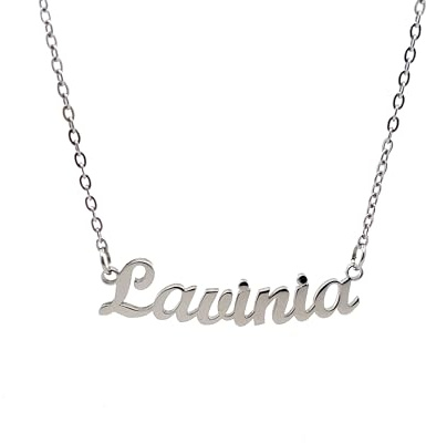 10:10 Damenhalskette mit Namen, Edelstahl, hypoallergen, Schmuck für Damen, Name glänzend, feine Kette, verstellbar, hergestellt in Italien