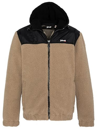 Schott NYC Swward2 Felpa in Pile con Cappuccio, Beige, 27 W Uomo