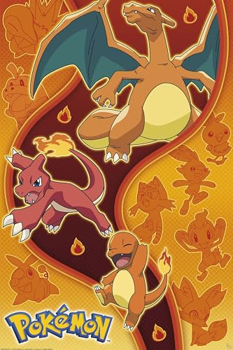 Grindstore Pokémon Fire Type Maxi-Poster, laminiert