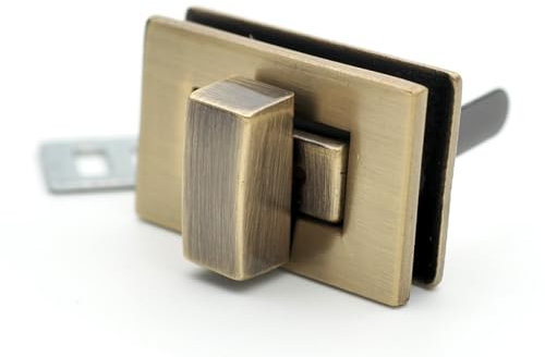 CRAFTMEMORE 2sets 1-1/8 Rectangle Turn Lock Clasp Purse Closure Twist Lock Leathercraft Accessory Purse Lock (Brushed BrassX)