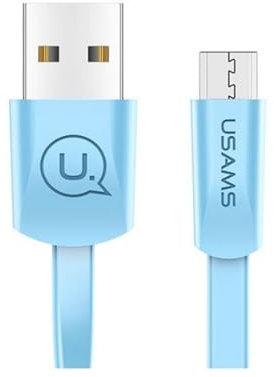 P4Y Cavo microUSB piatto per la ricarica e il trasferimento dati 2A Smart chip Materiale: TPE/PVC/rame 1,2 m blu US-SJ201 U2