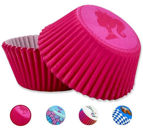 100 moldes para hornear de color rosa intenso, moldes de papel para cupcakes de bar-bie, vasos de papel a prueba de grasa, moldes de papel para magdalenas, moldes de papel para magdalenas pequeñas,