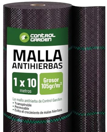 Control Garden Malla Antihierbas 10 X 1 m Grosor 105gr | Malla Anti Malas Hierbas y Maleza para Jardín, Huerto, Cesped | Lona Antigerminante Transpirable, Permeable y Resistente