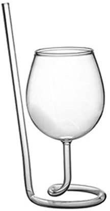 HUANIZI For Creative Wine Glass Cocktail Clear Cup Goblet With Drinking Tube Straw For Wedding Party Home Restaurant Clear Wine Glass Boxes