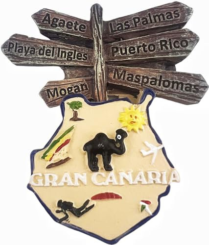 Kühlschrankmagnet Gran Canaria Spanien, Reise-Souvenir, Kühlschrankdekoration, 3D-Magnet, handbemalt, Handwerk