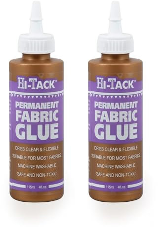 115ml HT1400 Fabric Glue (Pack of 2) | Fast Drying, Permanent Adhesive for Clothes, DIY Projects, and Craft Repairs | Washable Bonding for Leather, Felt, and Textiles