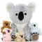 MorisMos liegend Koala Kuscheltier XXL,45cm riesen groß Plüschtier Koala mit 3 Baby, PlüschKoala Stofftier Weich Spielzeug, Geburtstag Geschenk für Kinder