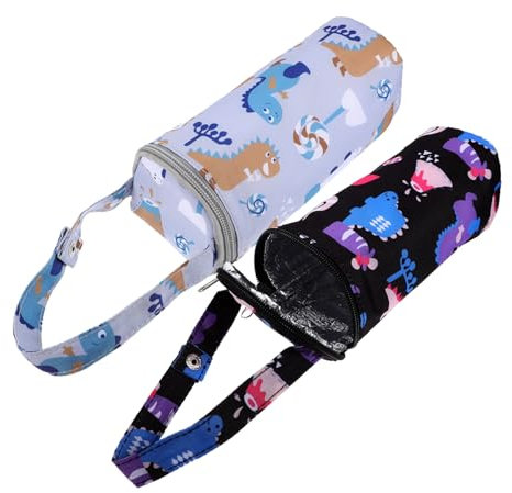 ibasenice Warmhaltetasche für Babyflasche 2 Stück Isoliertasche mit Handriemen und Snap Clip 300d Oxford für Kinderwagen Unterwegs
