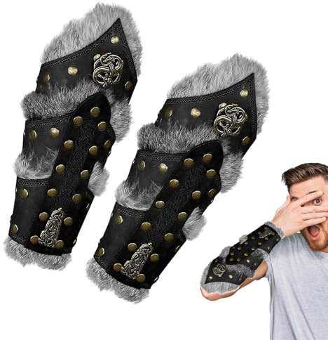 Wikinger-Armschienen aus Leder, Wikinger-Armschienen, Vintage Armschienen 1 Paar, Mittelalterliche Renaissance-Wikinger-Armschiene aus Kunstleder, Armstulpen für Festival-Kostüme, Unterarmschutz