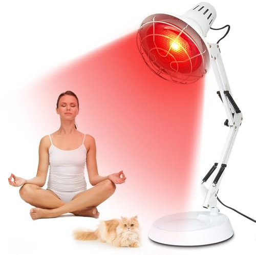 AUORUSI Infrarotlampe,100 W rotlichtlampe wärmelampe, 600nm-1400nm Physiotherapie lampe wärmelampe, Haushalts-Infrarotlampe,rotlichtlampe therapie einstellbar,Weiß
