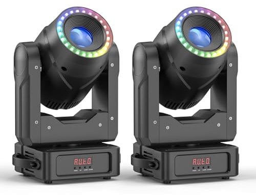 150W Moving Head Bühnenlicht, RGBW LED Gobo Licht dmx512 Spot Zoom Partylicht mit 13°-15° Fokuseffekt 7 Muster 7 Farben 3 Prisma für Bühne Disco DJ Bar Party Weihnachten 2PCS
