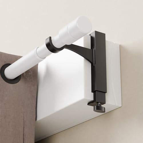 Ensemble de 4 Supports de Tringles à Rideaux réglables pour Les coffres de Volets roulants, Aucun perçage n'est nécessaire, Facile à Installer, Hauteur de 14.5 à 24 cm, pour tringles de Ø19, 25, 28mm