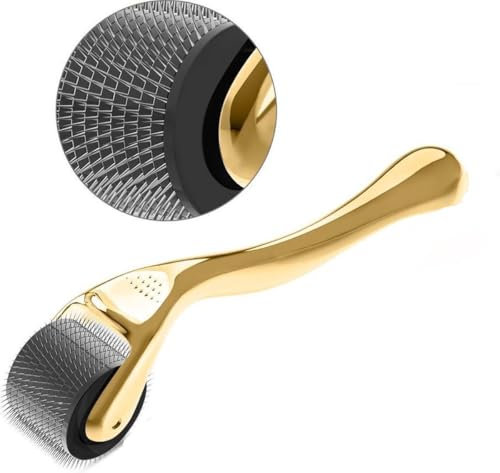 CHPN - Dermaroller - 1,5 mm - Mikronadeln - Gold Gesichtsrolle - Roller für Gesicht - Akne - Falten - Cellulite - Narben - Stretch - Haarwachstum - bessere Blutversorgung - Gesichtsbehandlung