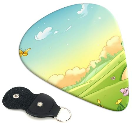 Backgrounds Cartoon Gitarrenplektren, 6 Gitarrenplektren, doppelseitiger Druck, für Akustikgitarre, Bass, Ukulele, E-Gitarre (0,46 mm 0,71 mm 0,96 mm)