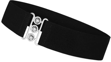 VONMELLI Stretchgürtel Damen Breit Elastischer Gürtel Vintage Taillengürtel Damen für Kleid Retro Cinch Gürtel 5cm Breit Schwarz Passend für Taillenumfang 71-80cm