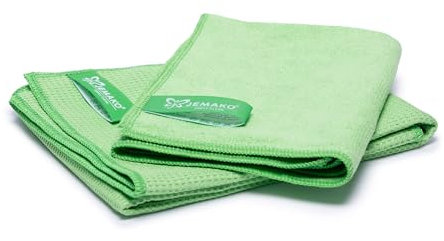 Jemako Nass und Trocken-Set Grün, Trockentuch und Profituch Plus S - Mikrofasertücher für Ihren Haushalt - Perfekt für Fenster, Glas, Fliesen, Geschirr und Keramik - Streifenfrei Fenster putzen