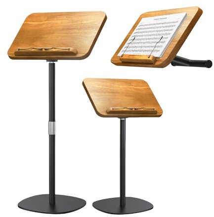 NAMON 2-in-1-Notenständer mit doppelter Verwendung, robuster Notenständer aus massivem Holz für Noten, verstellbare Höhe und Winkel, mit Büroklammer, ideal für Violinengitarre, Klavierspieler