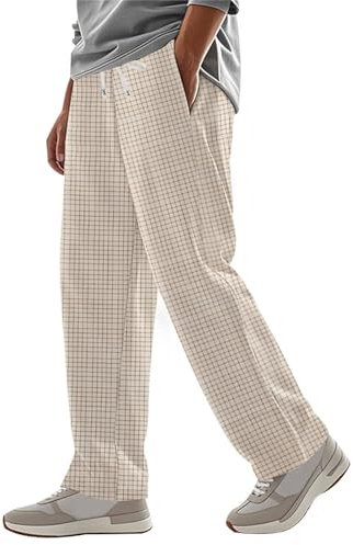 BIISDOST Loungewear Herren Casual Fashion Loose Plaid Sports Wide Leg Pants Schwarze Hose Herren Cargo (Coffee XXL)