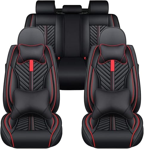 JoyRozTek Autositzbezüge Für Toyota Yaris 2002-2027 | PU Leder Komplettset Auto-Schonbezüge, Airbag-freundlich, Autositzbezug Set& Kopfstützenbezügen