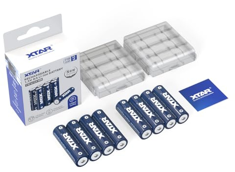 XTAR 4300 mWh, 2700 mAh, 1,5 V, pilas de litio recargables AA, máxima capacidad para cámaras salvajes, juguetes RC – 2,5 A de descarga máxima, carga rápida 2,6H, 1200 ciclos de carga, a prueba de